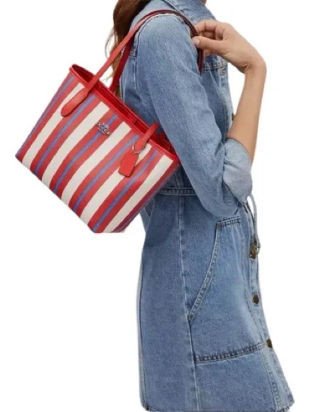 Coach Small City Tote with Stripe Print CT824